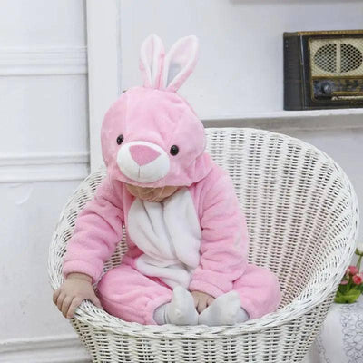 Baby flannel three-dimensional shape jumpsuit-Pink-14