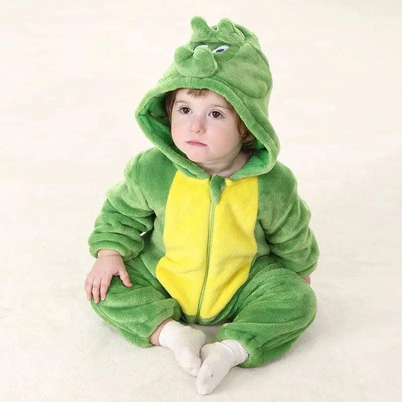 Baby flannel three-dimensional shape jumpsuit-Green-5