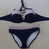 Beach Patchwork Bikinis Set Beach Women Blue Bikini Sexy-NavyBlue-2