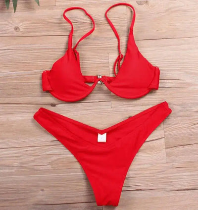 Bikini multi-color optional swimsuit-Red-1