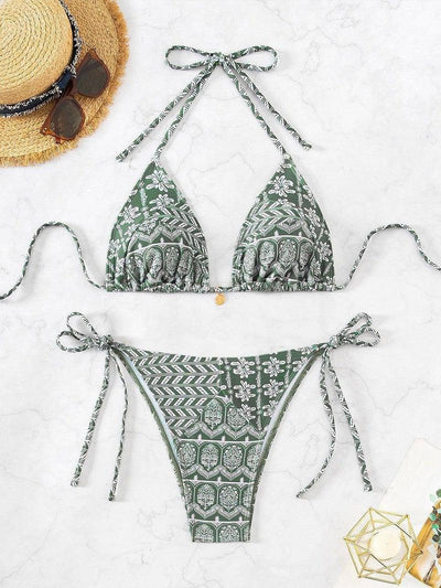 Boho Chic Beachwear Bikini Set-Green-5