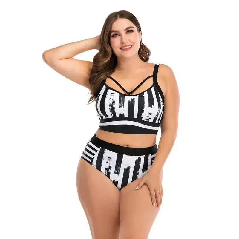 Women High Waist Bikinis set Swimsuit Plus size Swimwear Large Big Plussize New Swimming Suits Beachwear Wear For Female-8817-7