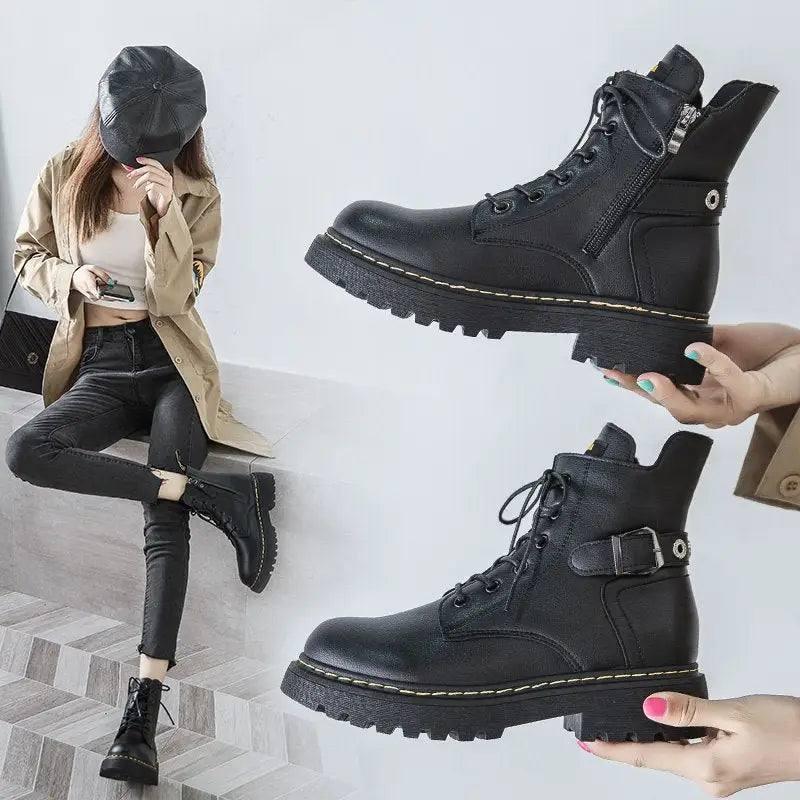 British style Martin boots women thick-soled Harajuku black-1