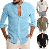 Cardigan Stand Collar Long Sleeve Shirt Men's Clothing-1