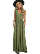 Casual Dresses V-neck Maxi Long Flare-5