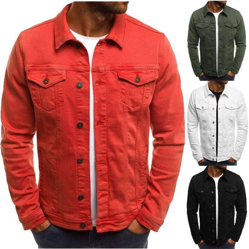 Casual Men Jacket Denim Button Shirt-1