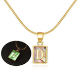 26 Letter Square Necklace Colorful Shell Luminous Pendant Chain Necklace For Women Temperament Ladies Jewelry-14