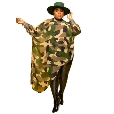 Plus Size Tops L-4xl Wholesale Long Sleeve Shirts for Women Camouflage Loose Casual Irregular Hem Polyester Blouses Dropshipping-2