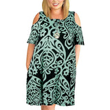 Chic Cold Shoulder Dress | Trendy Plus-Size Fashion-green flowers-12