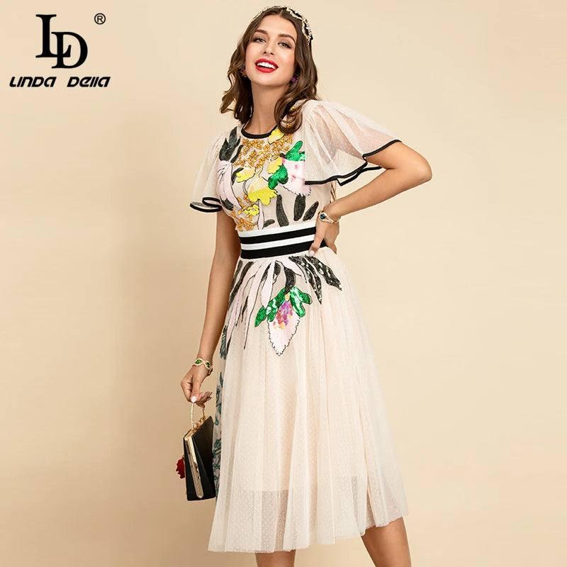 Chic Floral Midi Dress for Stylish Women-2