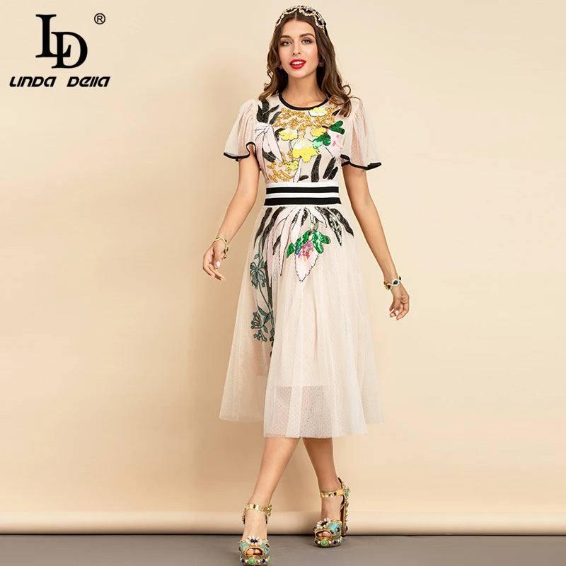 Chic Floral Midi Dress for Stylish Women-3