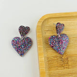 Chic Pink Glitter Heart Earrings for Valentine's-8