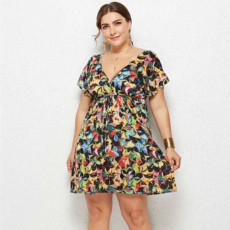 Dress Women Floral Print-Yellow-6