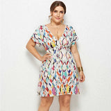 2022 Summer Oversized Dress Women Plus Size Floral Print Dress Ladies Large Size Short Party Dress For Women 3XL 4XL-5