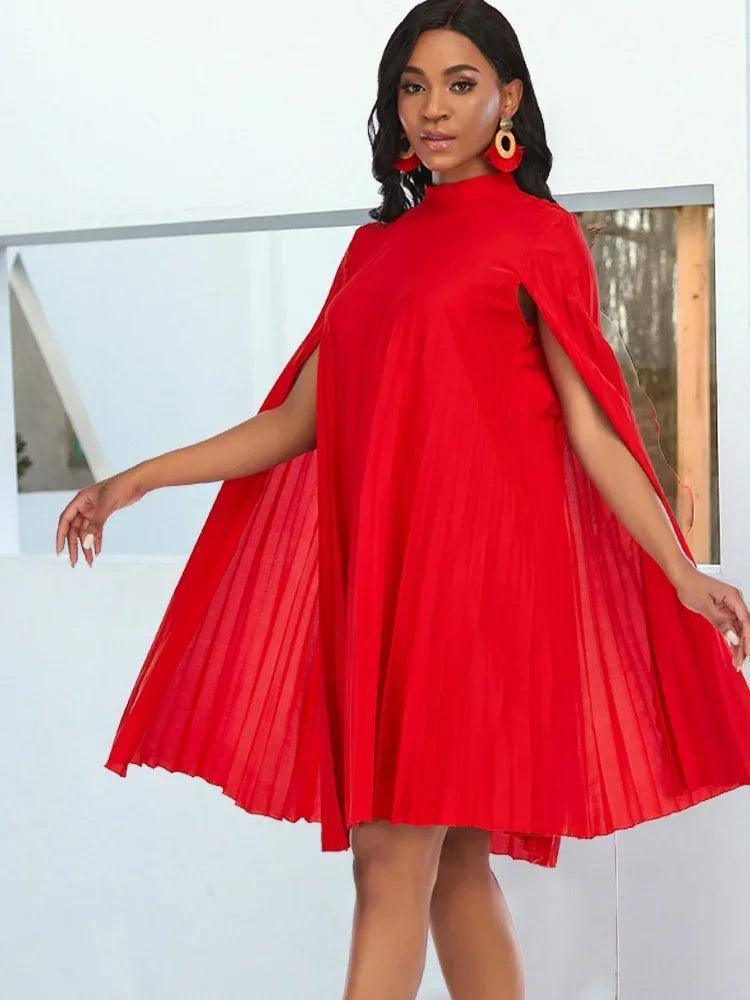 Chic Red Pleated Dress: Timeless Elegance Unveiled-2