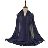 Chiffon Patchwork Solid Color Scarf-Blue-3