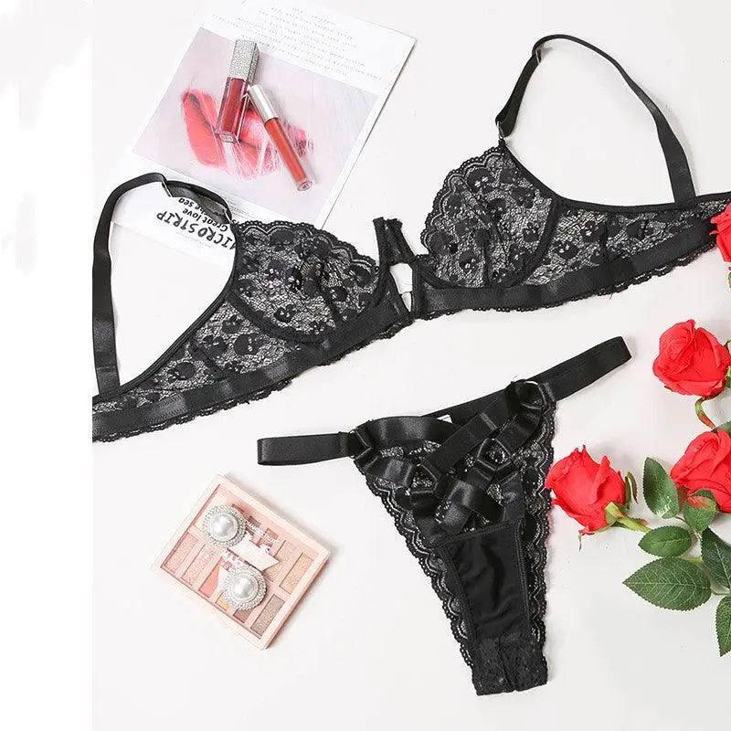 Christmas Lace Stitching Hollow Lingerie Set-2