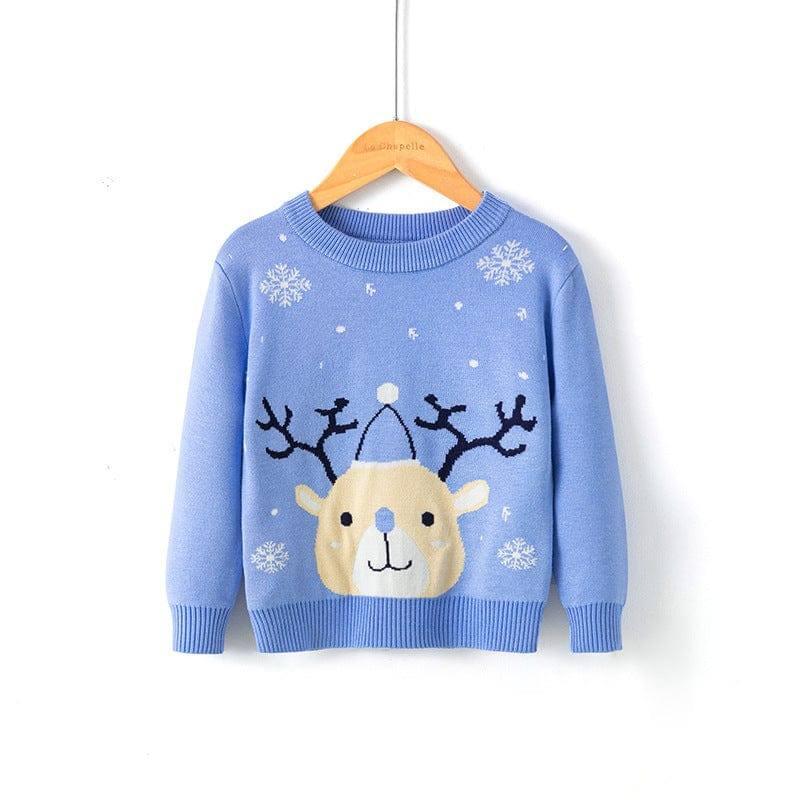 Christmas snowflake fawn sweater-Light blue-6