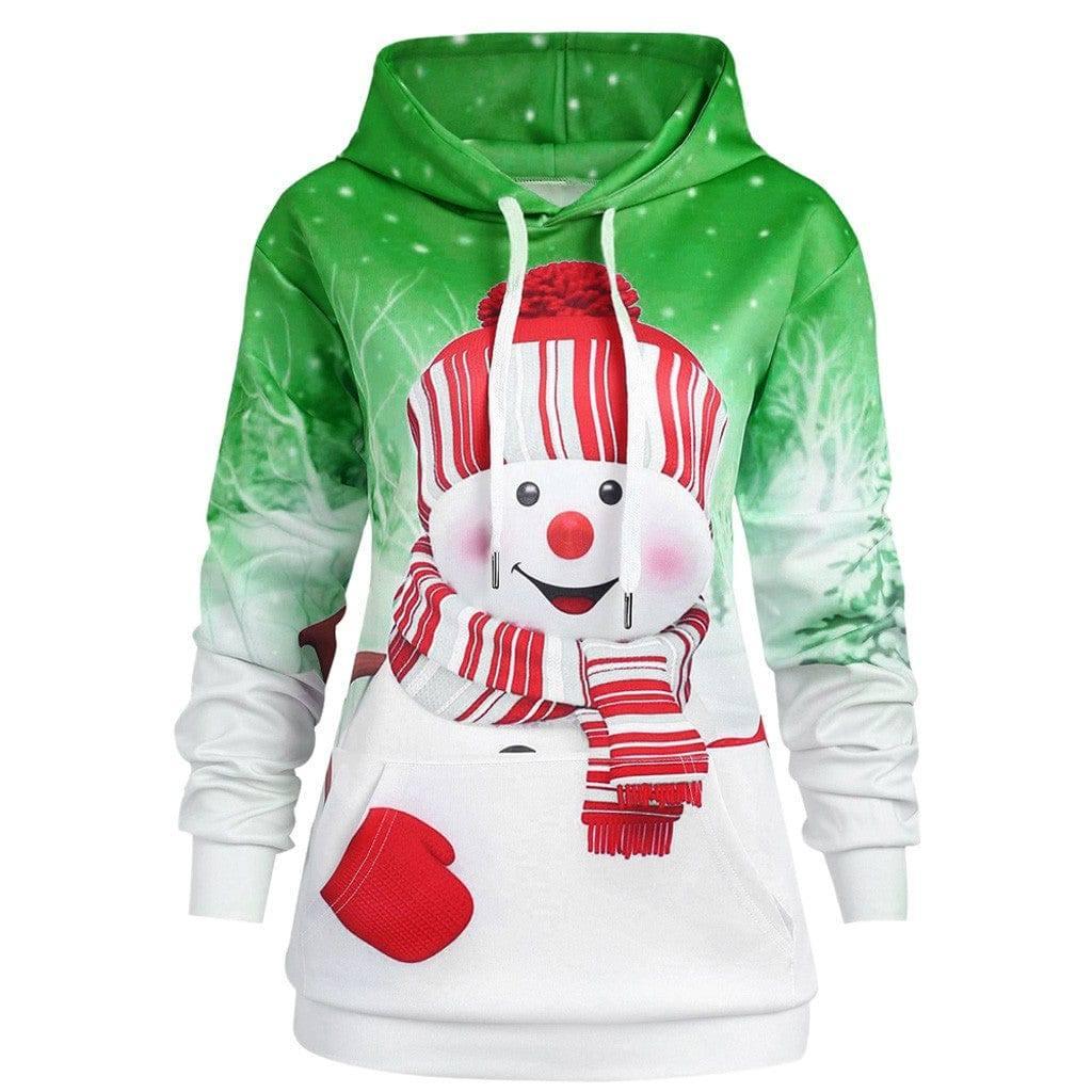 Christmas snowman print sweater-Green-6