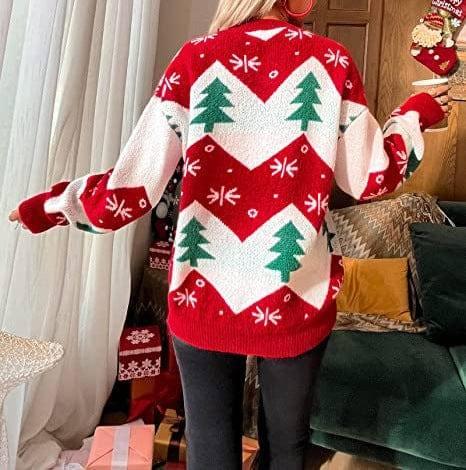 Christmas Tree Jacquard Women's Casual Long-sleeved Sweater-5