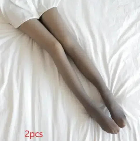 Fleece Lined Tights for Dark Skin-2pcs Grey skin and feet-23