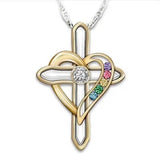 Cross Love Colorful Imitatio Gemstone Pendant Alloy Clavicle-6