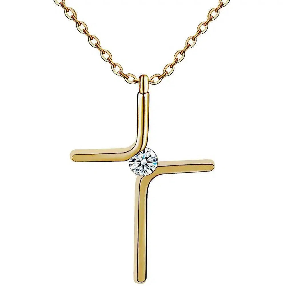 Cross Pendant Simple Necklace Titanium Steel Plating-3