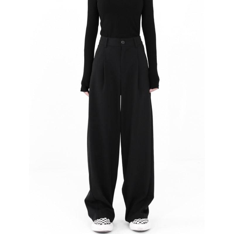 Design Mop Draping Effect Wide-leg Pants-Black-11