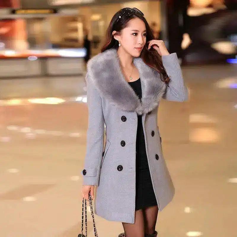 LOVEMI - Lovemi - Double-breasted Plus Size Woolen Women's Coat