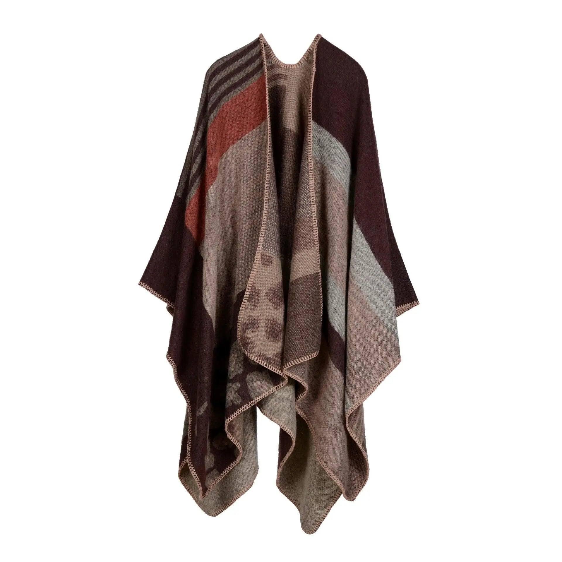 Elegant Large Plaid Cashmere Scarf-8-36