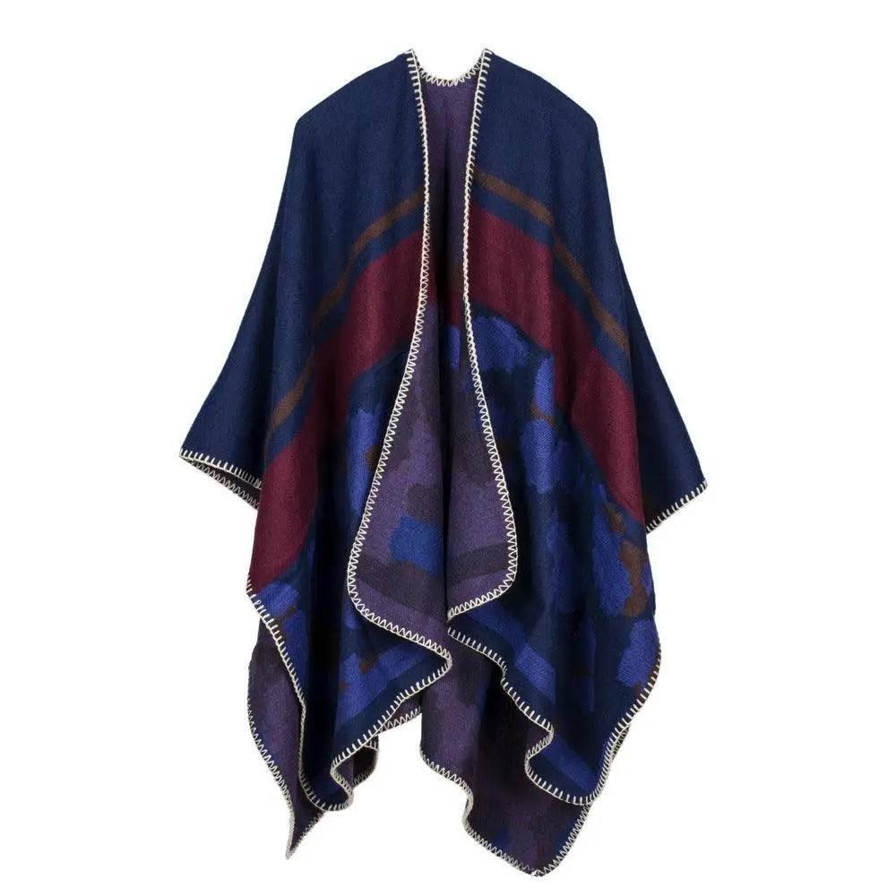 Elegant Large Plaid Cashmere Scarf-34-5