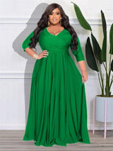 Elegant Plus Size Red Maxi Dress for Women-green-9