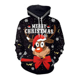 Elk Christmas Animal Print Couple Hooded Sweater-SB101126-1