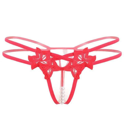 Lingerie Embroidered Women's Thong-Watermelonred-7