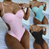 European And American Bikini Solid Color One Piece Swimsuit-1