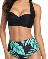 European And American Digital Print High Waist Split Bikini-10-9