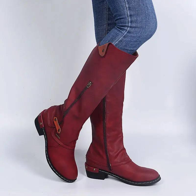 European And American Flat Zipper Women Boots-5