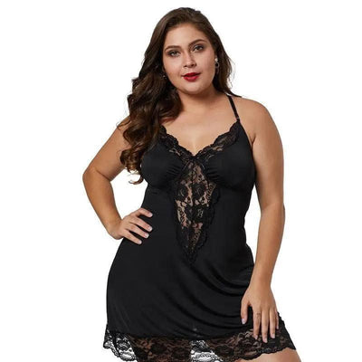 European And American Large Size Lace Short-Black-1