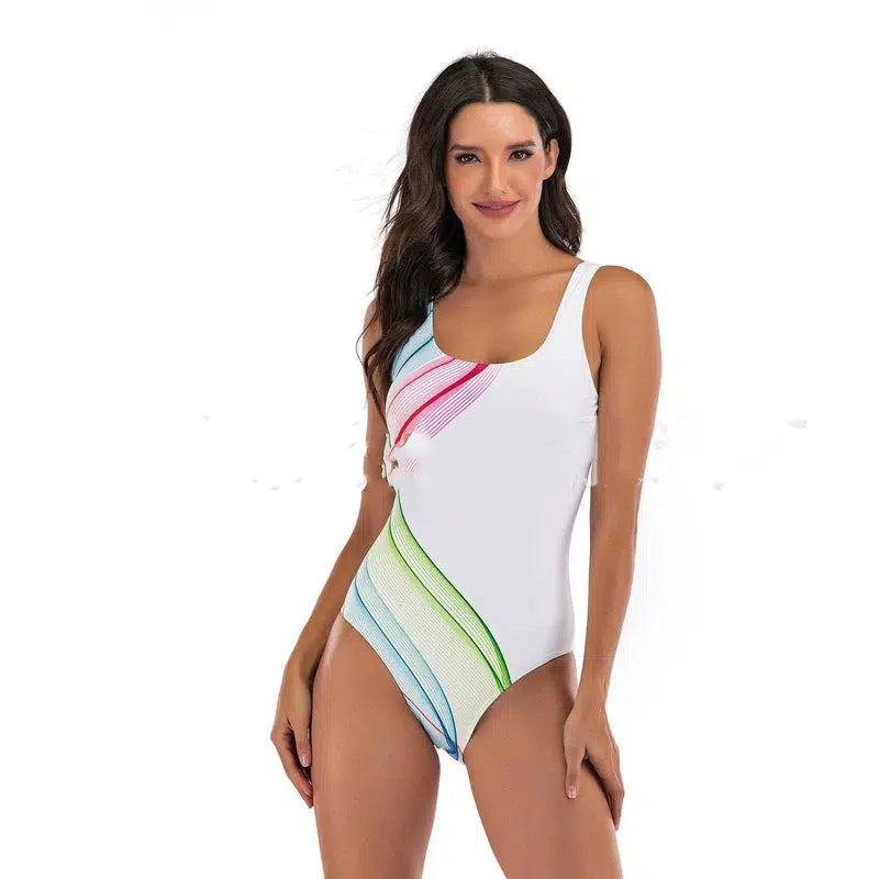 European And American One-piece Swimsuit Female Bikini-White-3