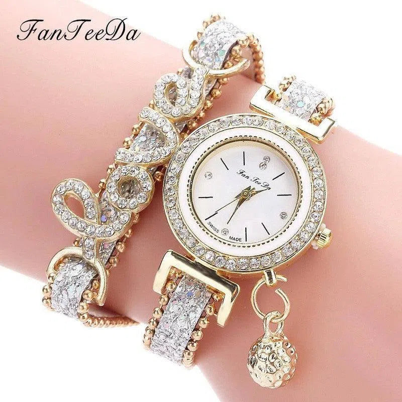 FanTeeDa Brand Women Bracelet Watches Ladies Watch Rhinestones Clock Womens Fashion Dress Wristwatch Relogio Feminino Gift-9