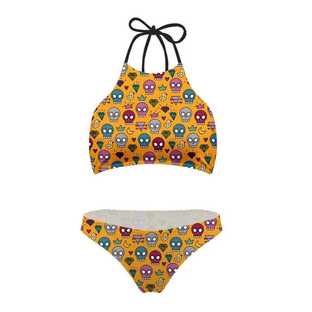 Fashion No Steel Ring Split Swimsuit Bikini Back Print-3style-3