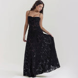 Elegant Black Long Lace Dress for Summer-2