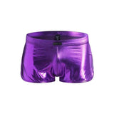 Faux leather boxer shorts-Purple-5