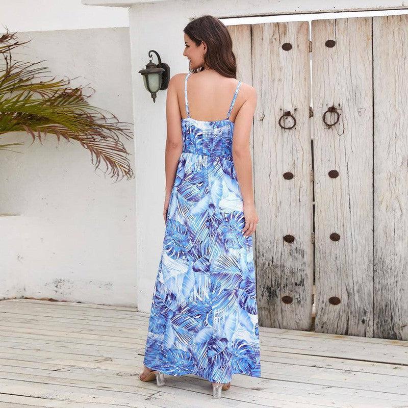 Flowers Long Dress Summer Swing Holiday Beach Dress-3