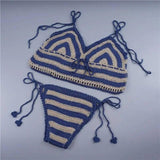 Foreign trade Bikini Bikini Hand Crochet striped swimsuit,-4