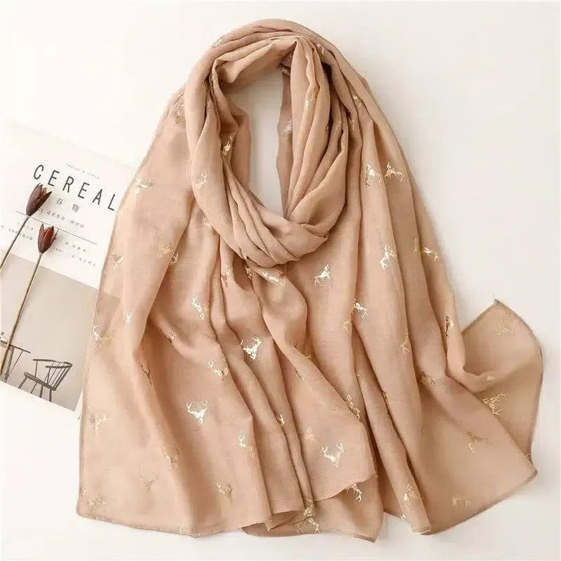 Fresh Warm Warm Wind Voile Cotton And Linen Feel Scarf-Khaki-1