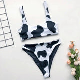 Gradient multicolor split female swimsuit-Cowwhite-4