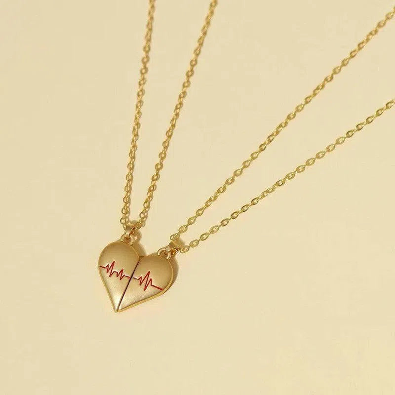 Heartbeat Magnetic Heart Necklace Love Couple Jewelry-4