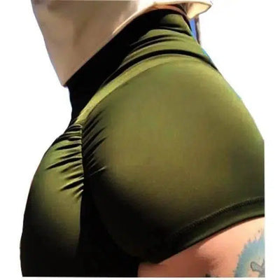 High-Waisted Compression Shorts-ArmyGreen-1