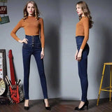 high waisted jeans female thin elastic feet pencil pants-2